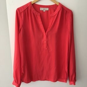 Loft Coral Long Sleeve Blouse